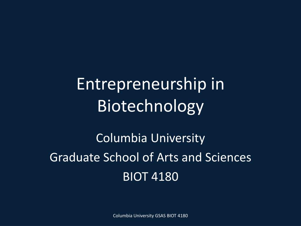 PPT Entrepreneurship in Biotechnology PowerPoint Presentation, free