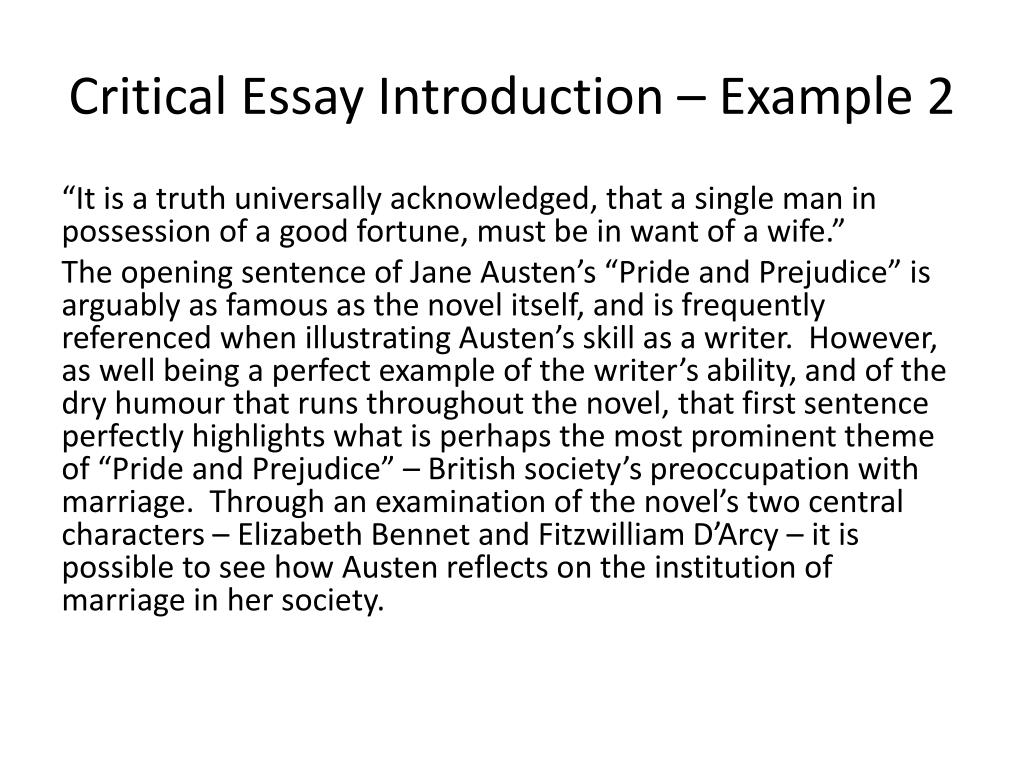 how to write an introduction to a critical essay