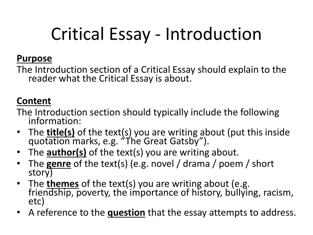 critical essay intro structure