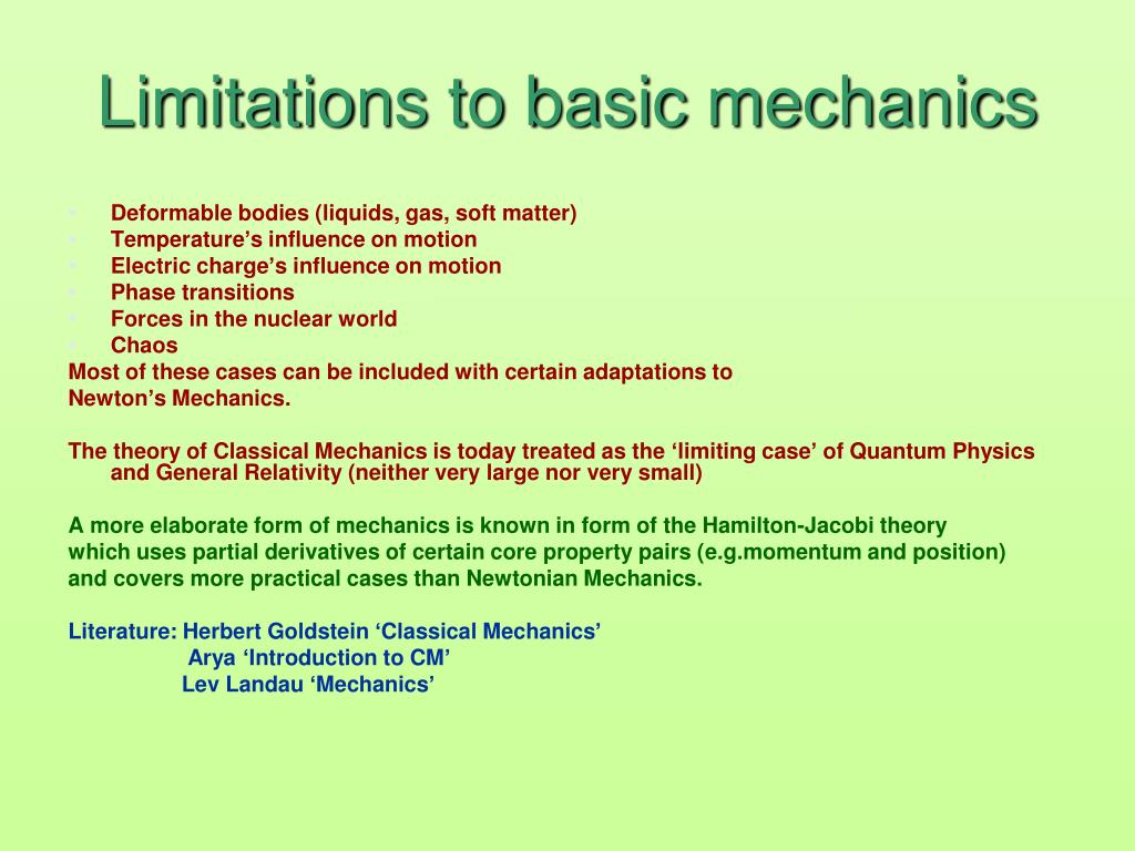PPT - Limitations to basic mechanics PowerPoint Presentation, free download  - ID:1607516