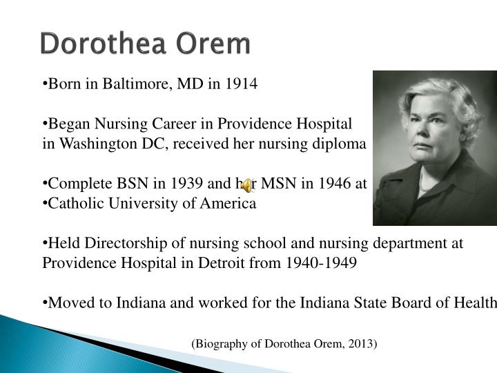 dothea orem self care theory Dorothea e orem self-care deficit theory of nursing name course name instructor name orem developed her theory in the 1950’s when most nursing concepts drew from psychology, sociology, and medicine. dothea orem self care theory Dorothea e orem self-care deficit theory of nursing name course name instructor name orem developed her theory in the 1950’s when most nursing concepts drew from psychology, sociology, and medicine.