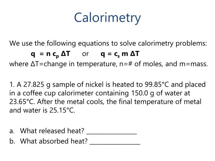 how to solve calorimeter constant problems