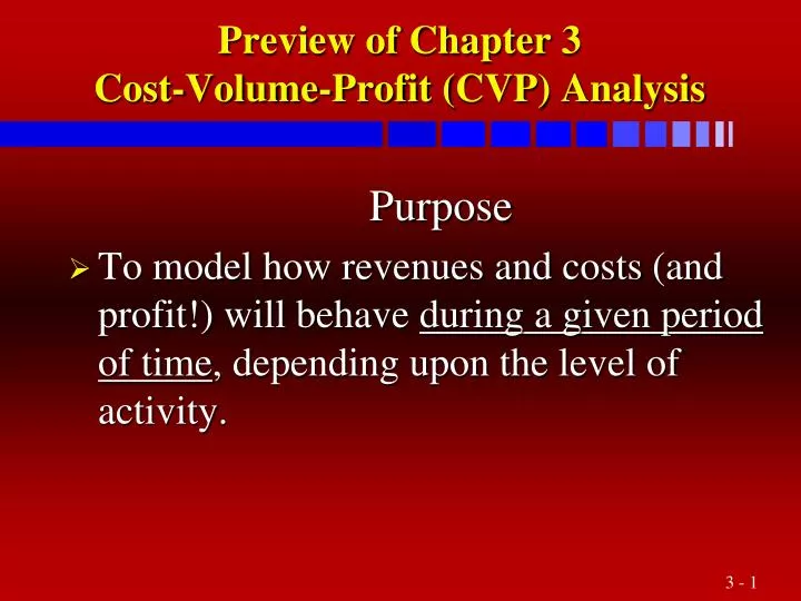 PPT - Preview Of Chapter 3 Cost-Volume-Profit ( CVP ) Analysis ...