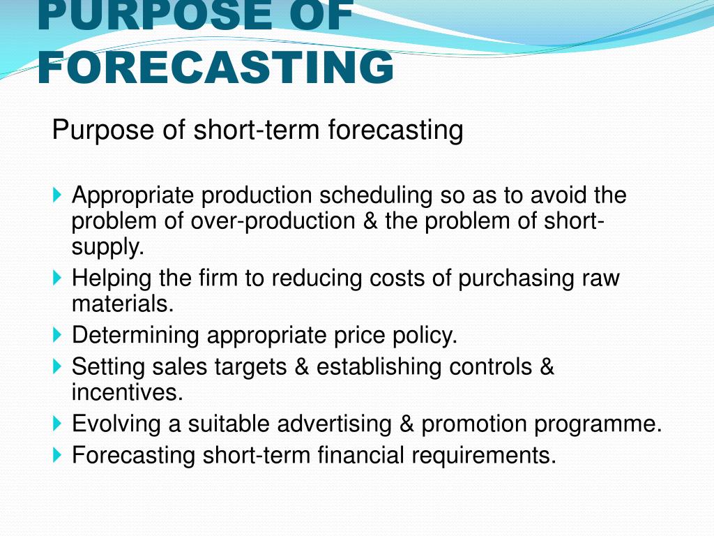 Purpose Of Sales Forecasting