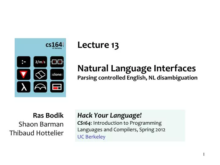 PPT - Lecture 13 Natural Language Interfaces Parsing controlled English ...