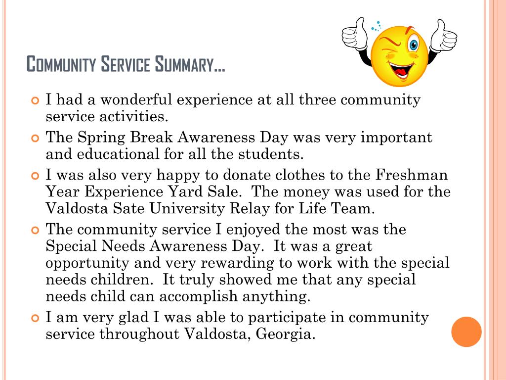 community service summary essay