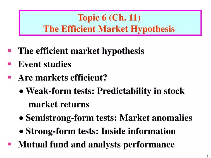 characteristics of efficient market hypothesis