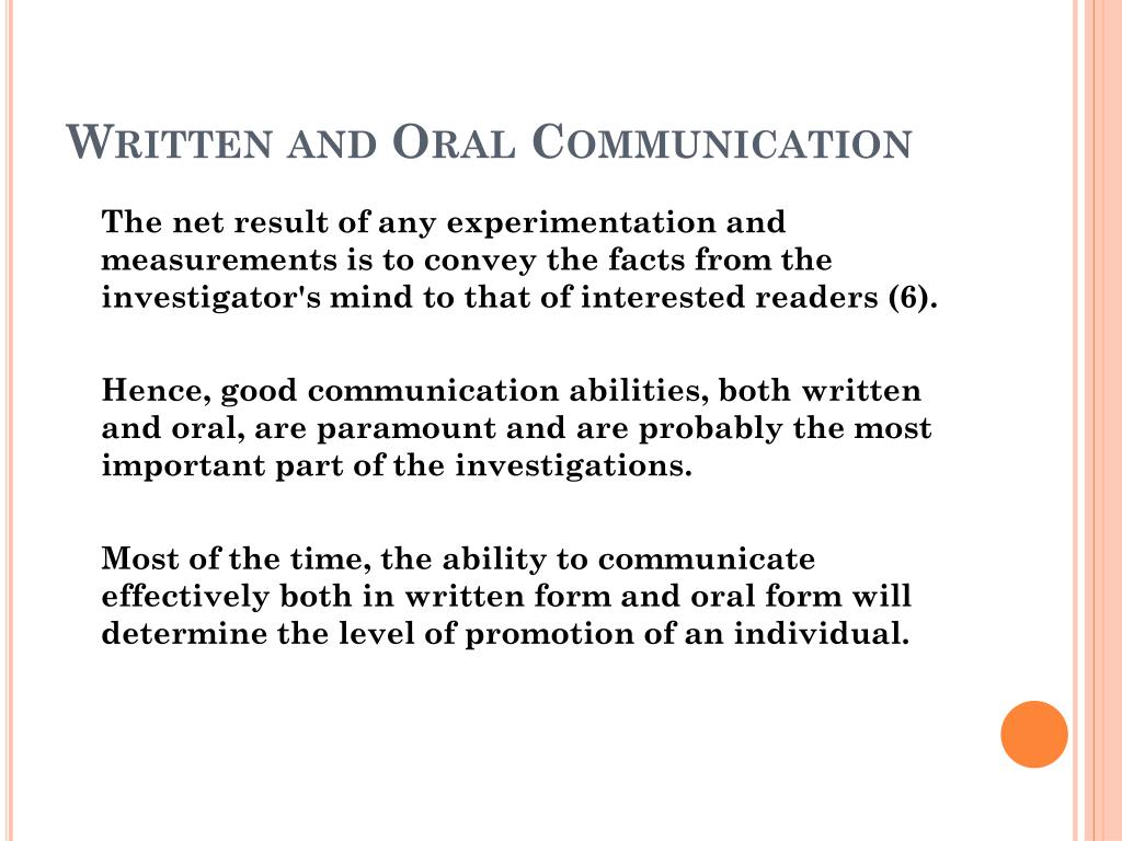 purpose of oral and written communication