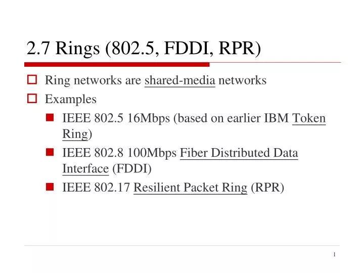 Ppt 2 7 Rings 802 5 Fddi Rpr Powerpoint Presentation Free