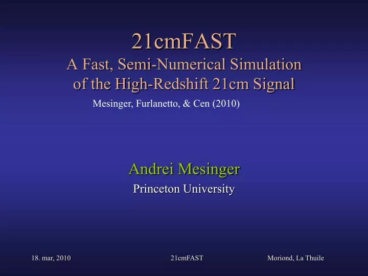 21cmfast a fast semi numerical simulation of the high redshift 21cm signal n.