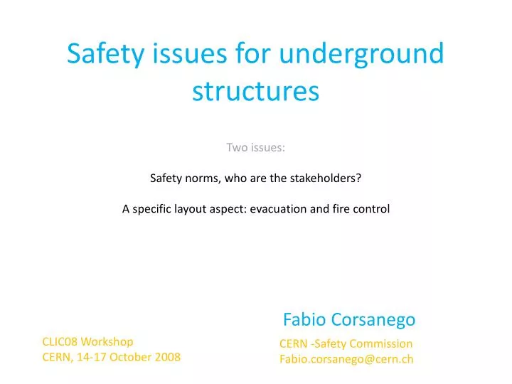 PPT - Safety issues for underground structures PowerPoint Presentation ...