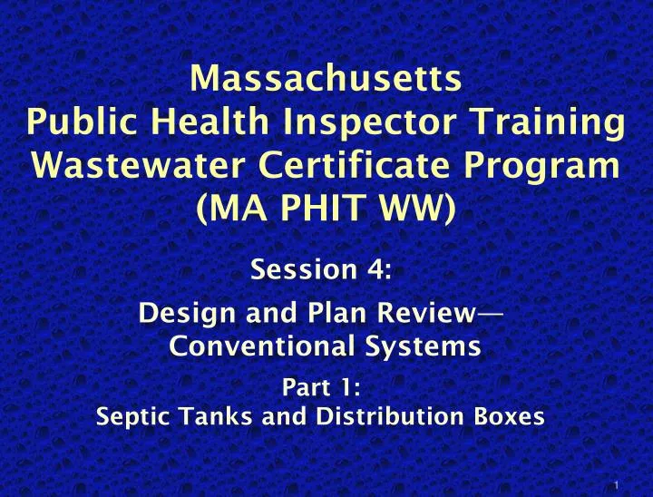 PPT Massachusetts Public Health Inspector Training Wastewater