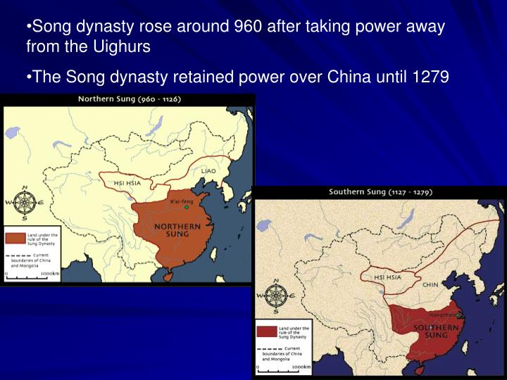 the song dynasty in china The song dynasty (chinese: 宋朝 pinyin: sòng cháo 960–1279) of china was a ruling dynasty that controlled china proper and southern china from the middle of the 10th century into the last quarter of the 13th century. the song dynasty in china The song dynasty (chinese: 宋朝 pinyin: sòng cháo 960–1279) of china was a ruling dynasty that controlled china proper and southern china from the middle of the 10th century into the last quarter of the 13th century.