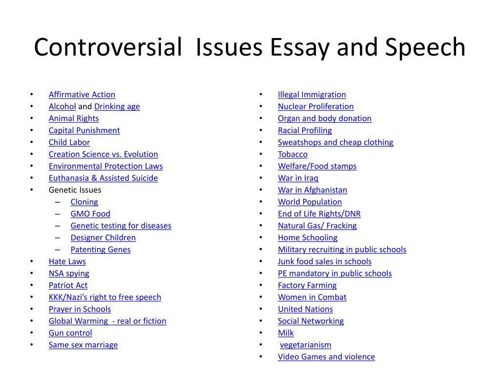 controversial topics essay