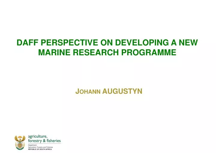 daff perspective on developing a new marine research programme n.