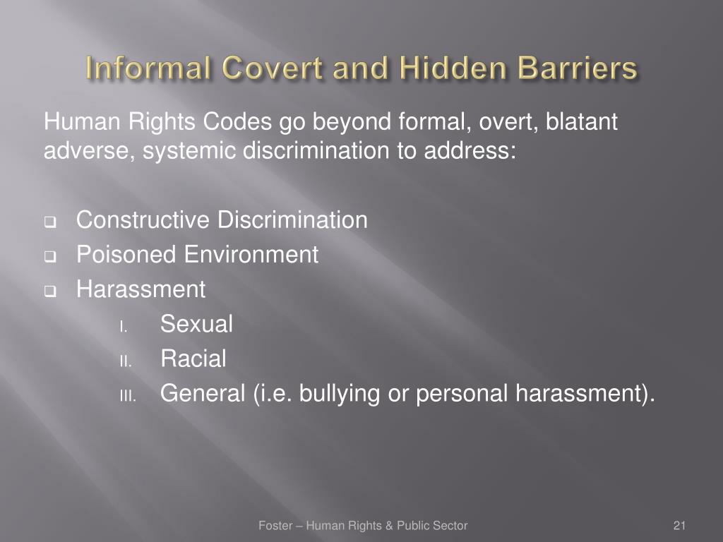 Human Rights Barriers PPT - HUMAN RIGHTS IN THE PUBLIC SECTOR UNDERSTANDING THE CANADIAN ...