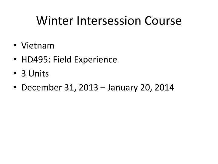 PPT Winter Intersession Course PowerPoint Presentation, free download