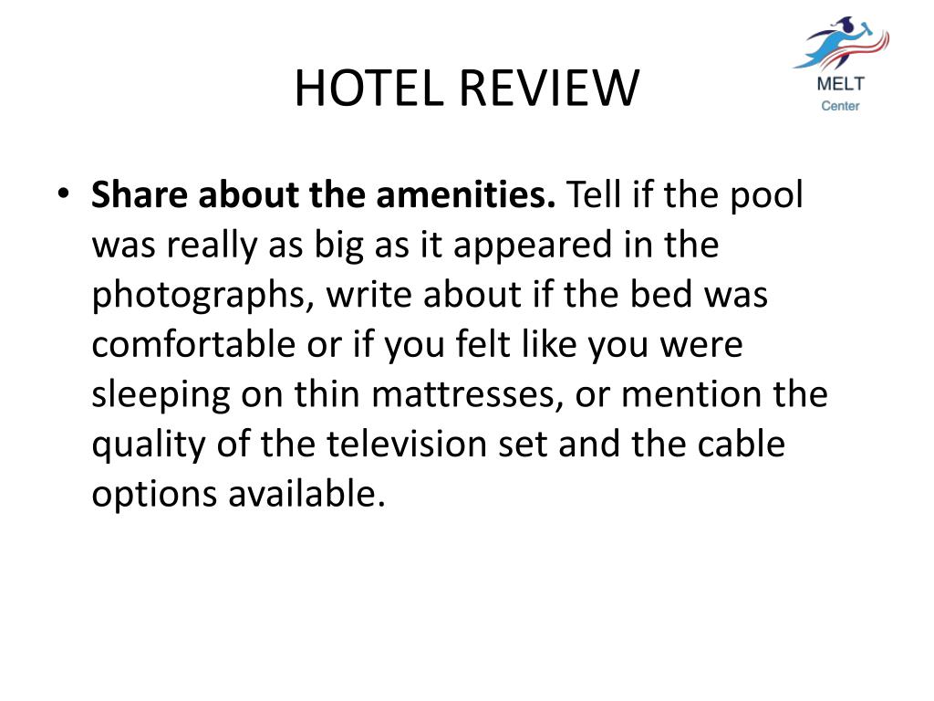 example of hotel review essay