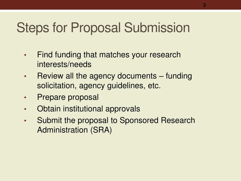 preparation of research proposal for submission to funding agencies
