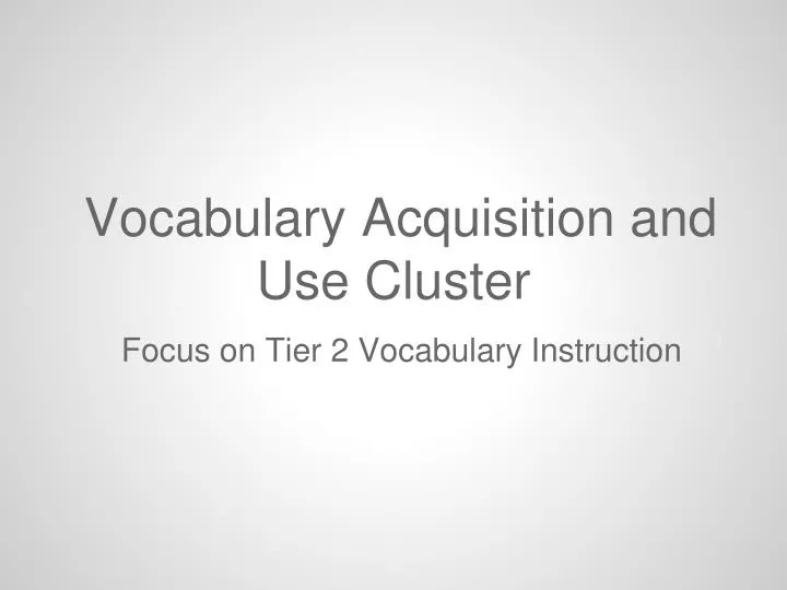 vocabulary acquisition and use cluster n.
