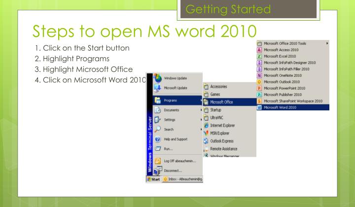 PPT MS Word 2010 Tutorial PowerPoint Presentation ID 1625272