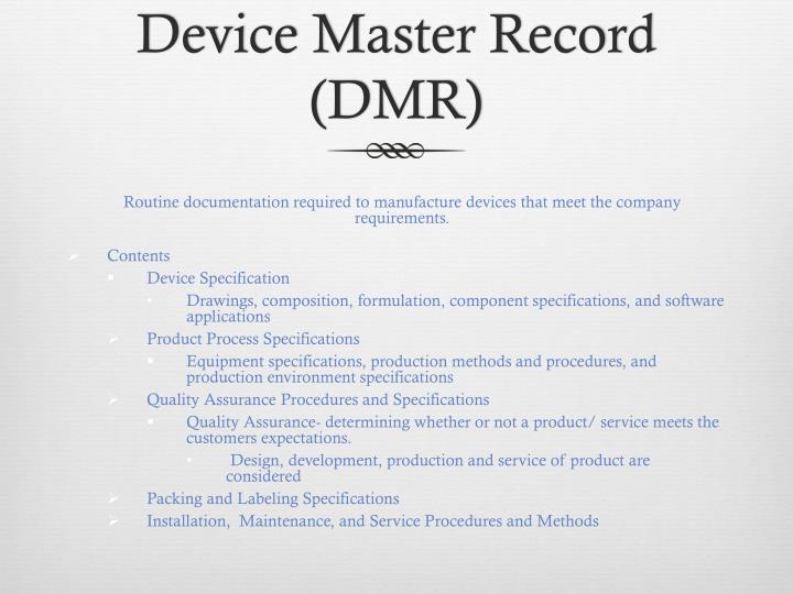 design master record design history file