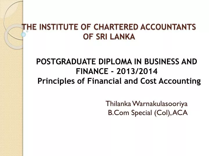 the institute of chartered accountants of sri lanka n.