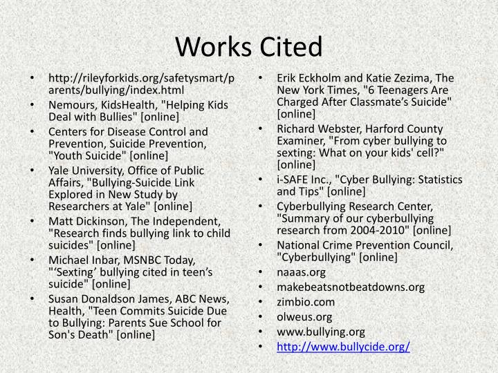 bullying works cited bullying works cited