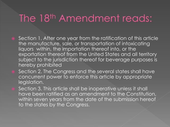 Pros And Cons Of The 18th Amendment