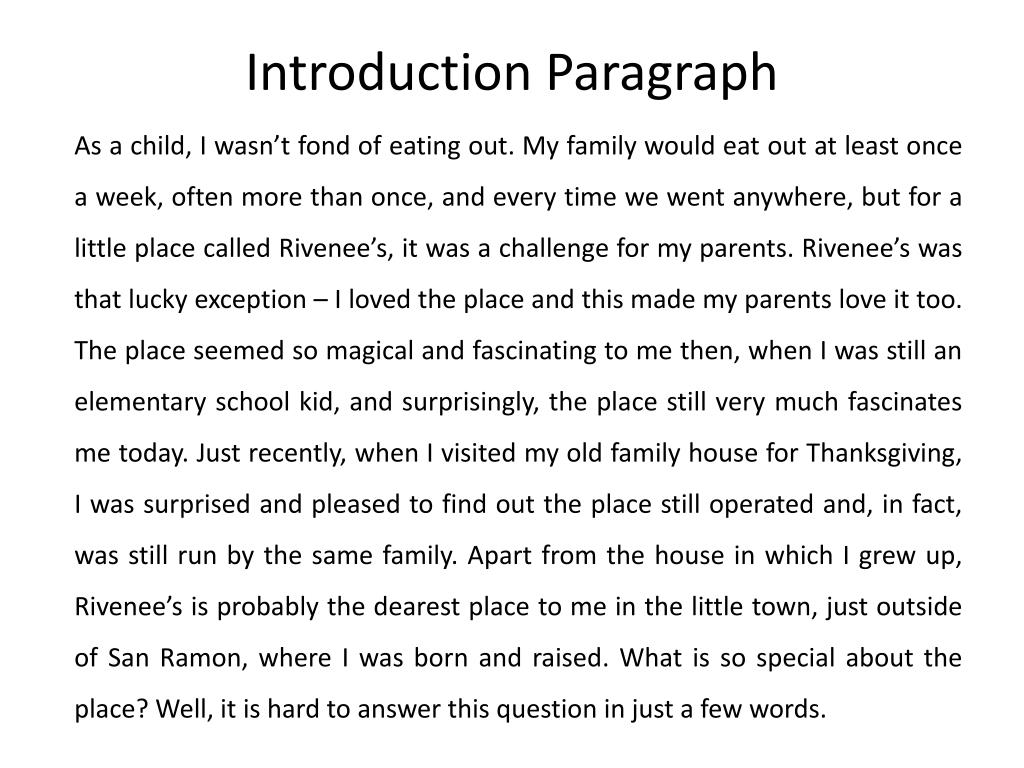 introduction paragraph descriptive essay