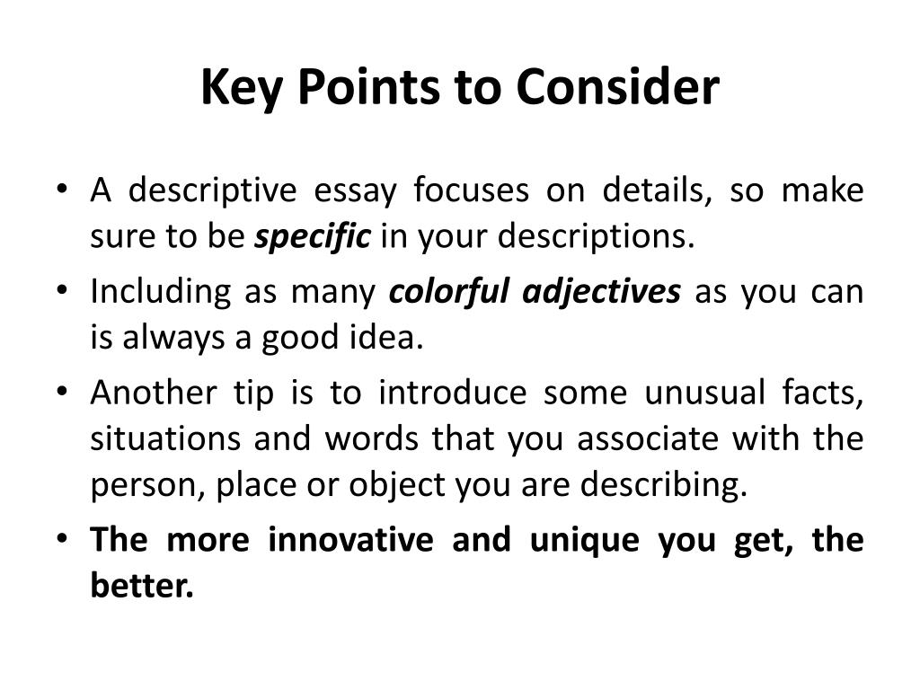 descriptive essay key points