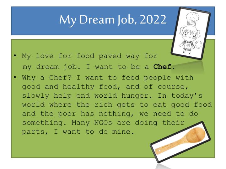 essay about my dream job chef