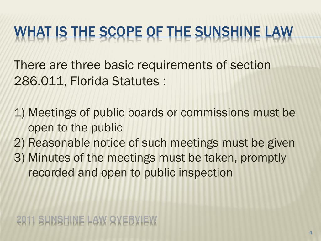 PPT The Sunshine law and open government resources for Florida's city