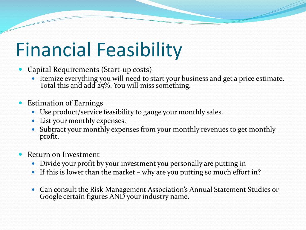 financial feasibility of a business plan
