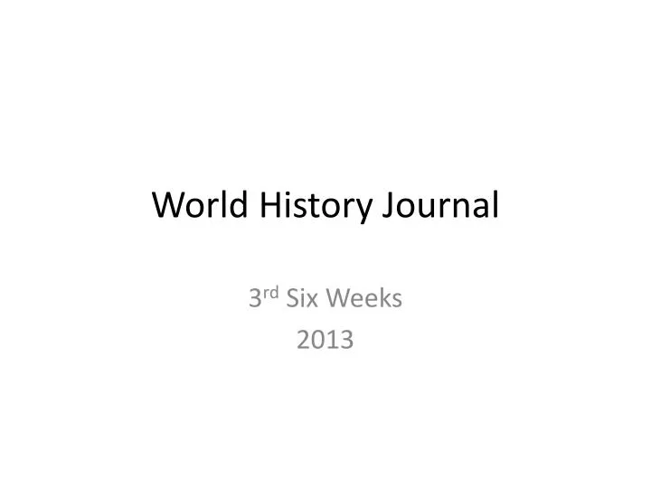 world history journal n.