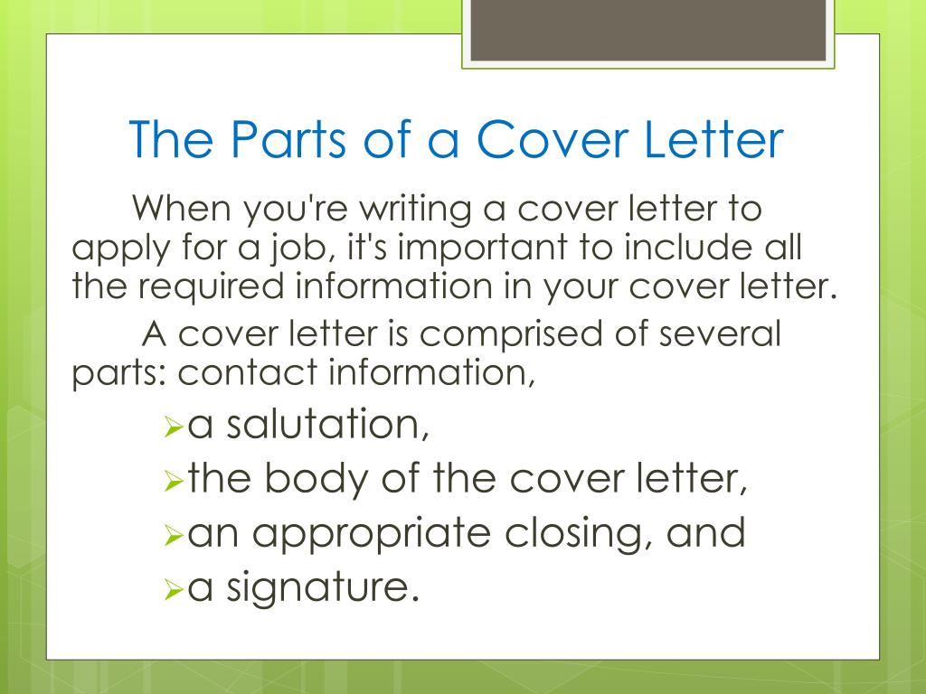 what are the different parts of a cover letter