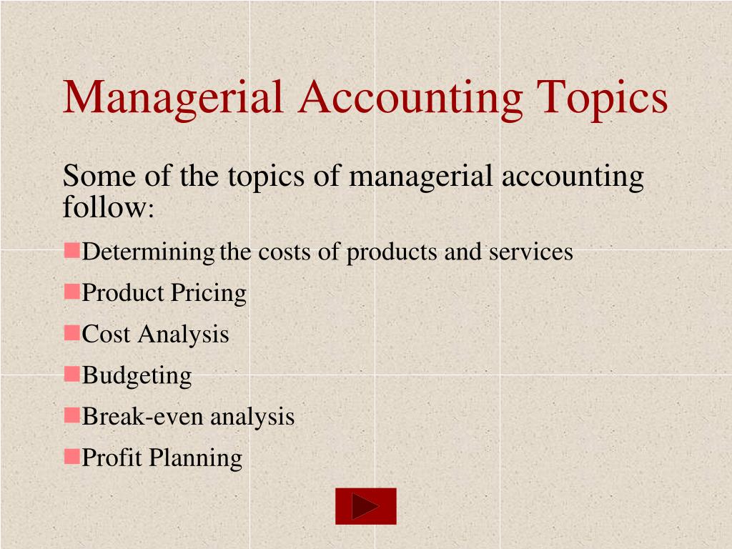 managerial accounting topics for a research paper