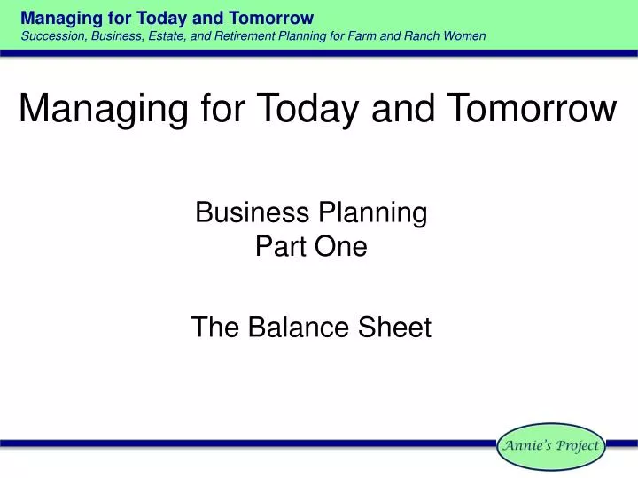 PPT - Managing for Today and Tomorrow PowerPoint Presentation, free ...