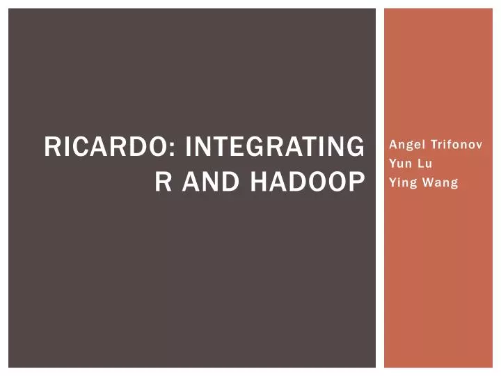 ricardo integrating r and hadoop n.