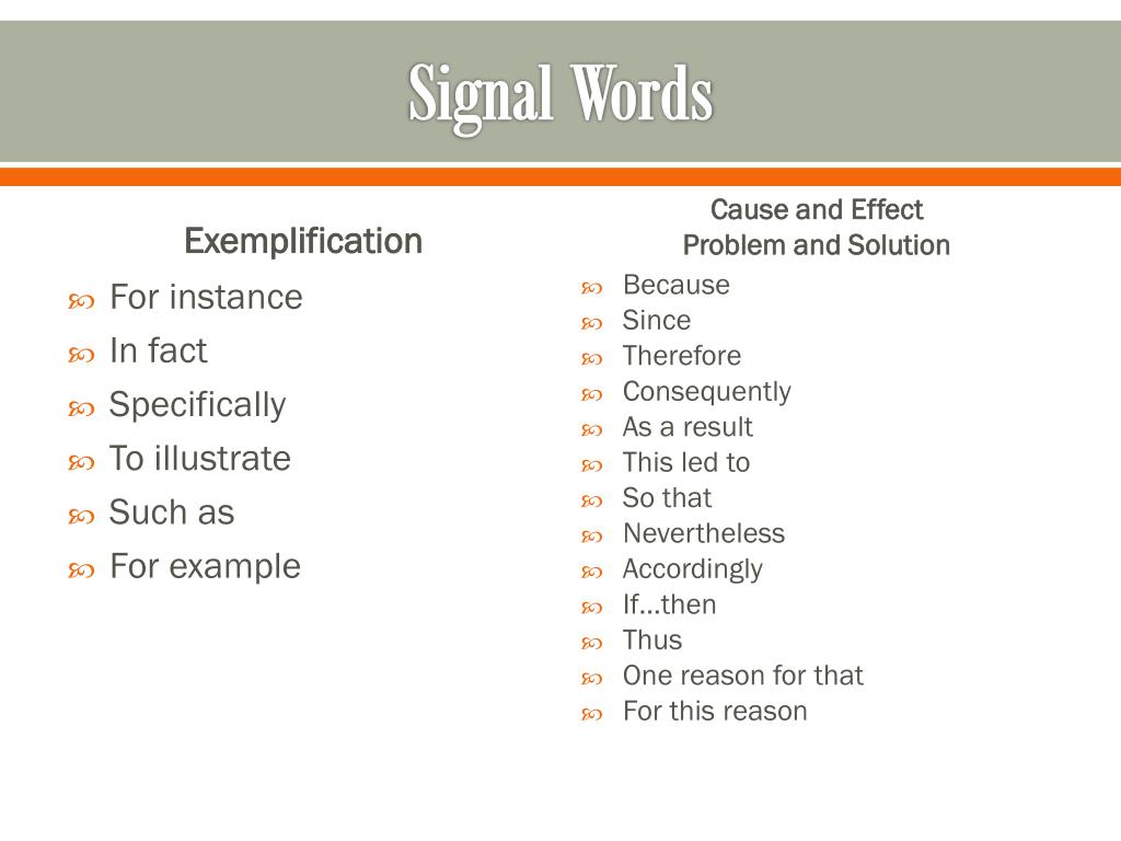 sequence signal words