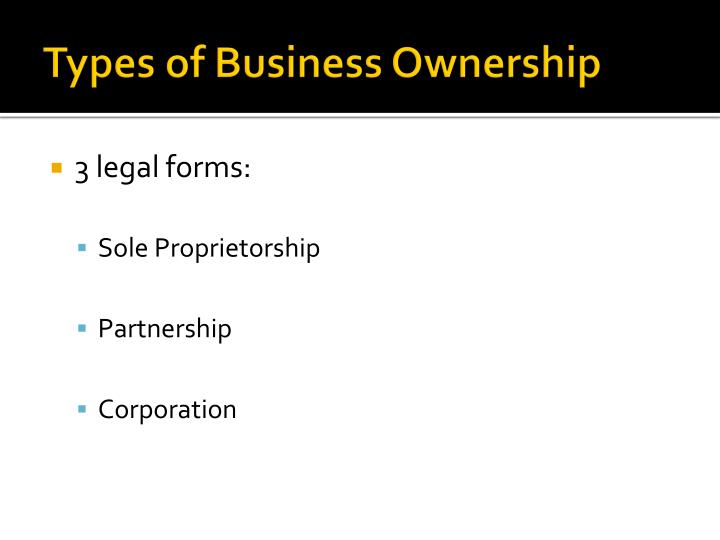 three types of business ownership