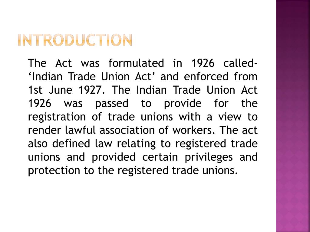 case study on trade union act 1926