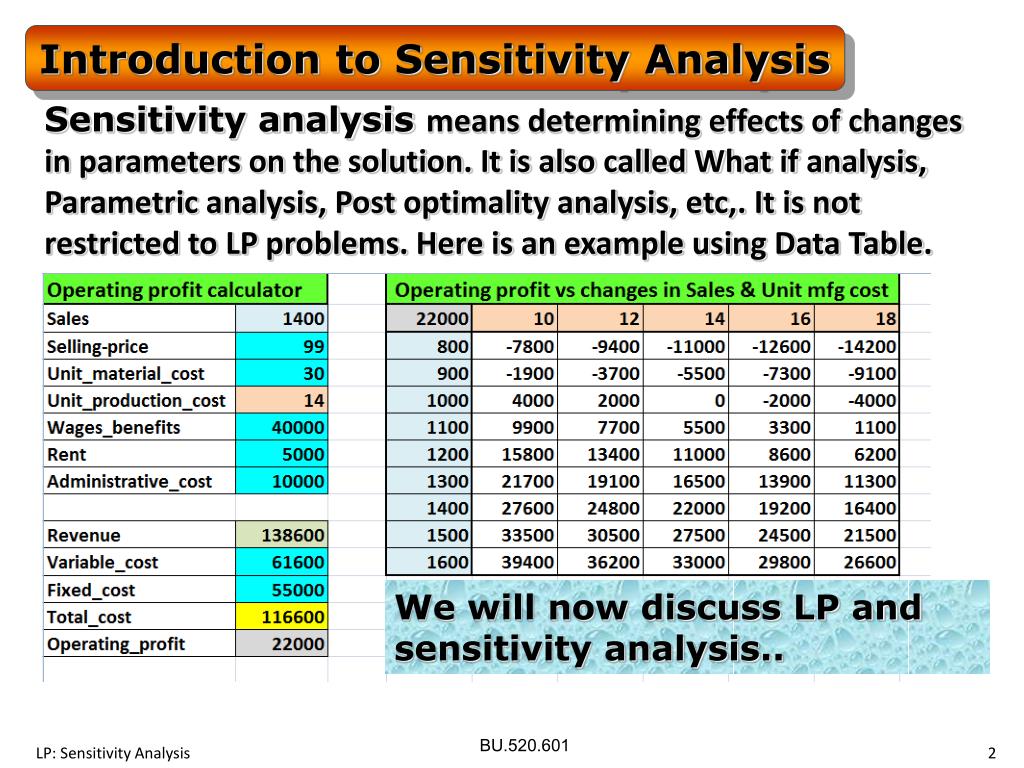 sensitivity analysis of business plan