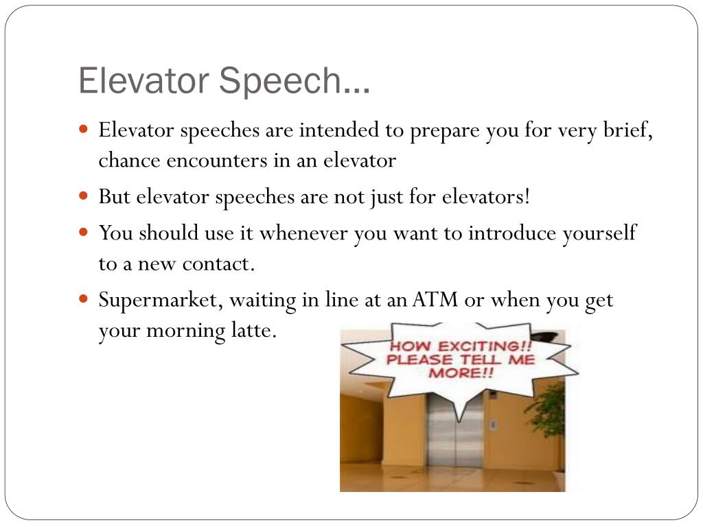 elevator speech what is it