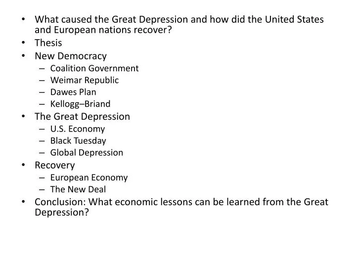 thesis statement for what caused the great depression