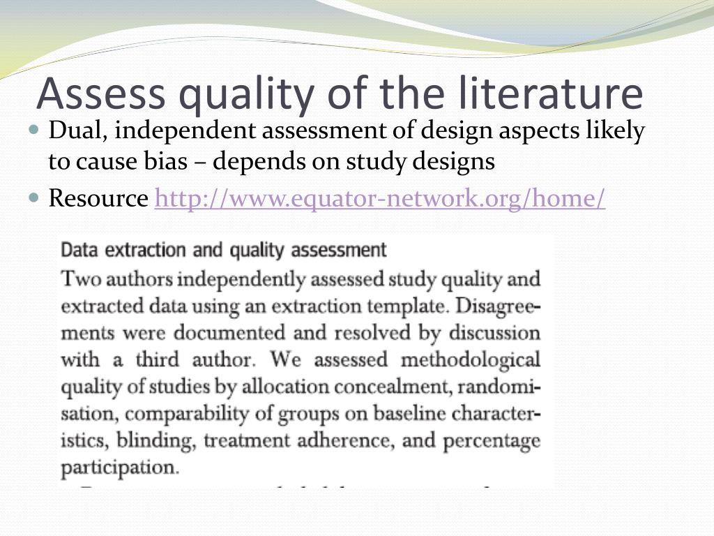 how to assess quality of literature review