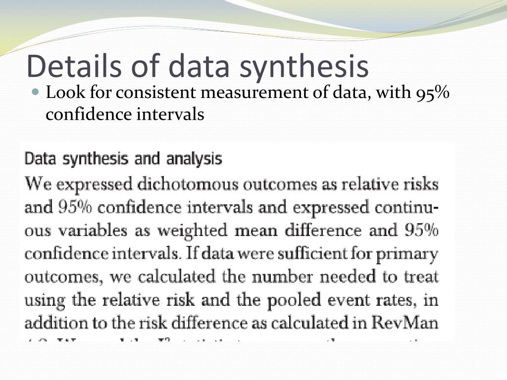 data synthesis systematic review example