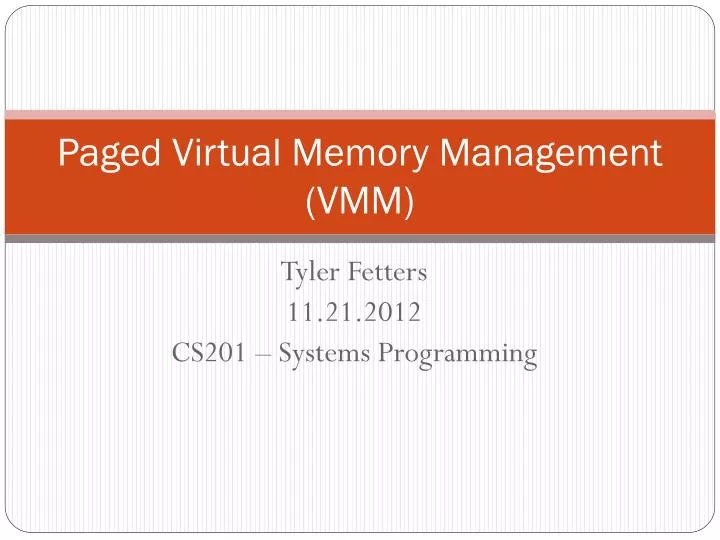 paged virtual memory management vmm n.