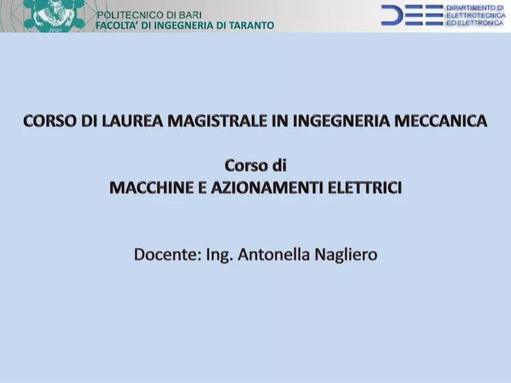 Corso Di Laurea Magistrale Ingegneria Meccanica