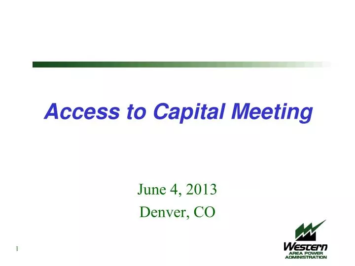 access to capital meeting n.